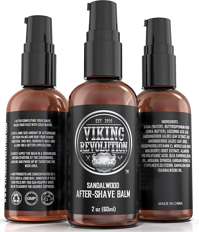 Viking Luxury After-Shave Balm - Soothes Face, Moisturizes After Shaving, Eliminates Razor Burn - Sandalwood Scent