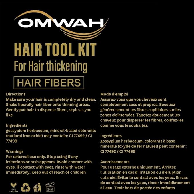 OMWAH Hair Fibers for Thinning Hair Men - 2-in-1 Kit 27.5g, Hair Building Fibers & Spray Applicator, Natural Thick Hair Filler, Conceals Hair Loss (Medium Brown, 27.5g)