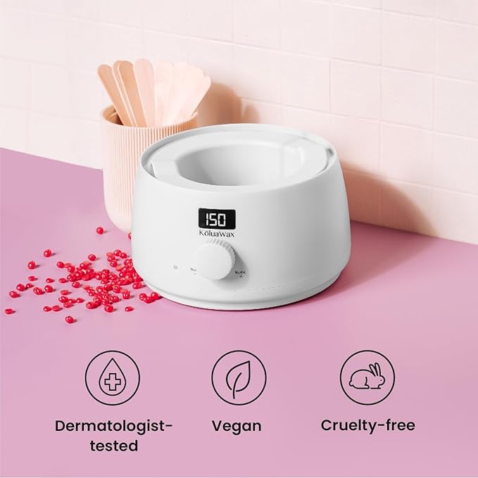 KoluaWax Premium Waxing Kit for Women - Beginner Friendly - Complete Wax Kit that includes 14oz of Wax Beads, Applicator, Pre and Post Care, Suitable for Sensitive Skin (White)