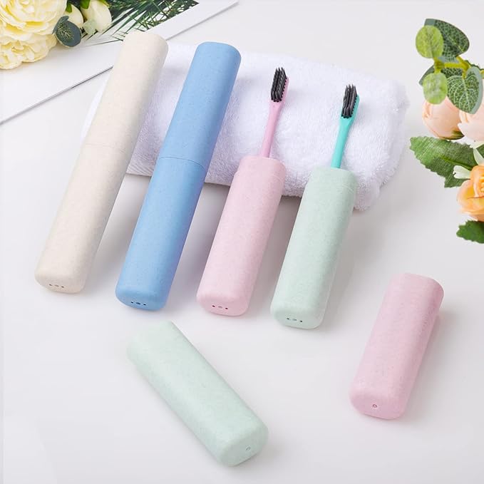 Hooqict 4 Pack Travel Toothbrush Case Portable Travel Toothbrush Holder Plastic Toothbrush Container Protector Cover Case for Traveling, Bathroom, Camping, Home, School, Business