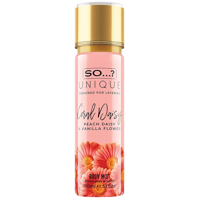 So...? Unique Coral Daisy Body Mist - Perfume for Women - Gourmand Fruity Vanilla Perfume - Gifts - Body Spray for Women - 5.1 oz