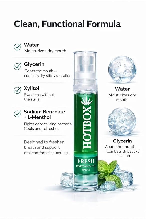 HOTBOX Fresh Cottonmouth Spray, Mint Grape Strawberry Flavors, Mouth Freshener (3 Pack-Variety)