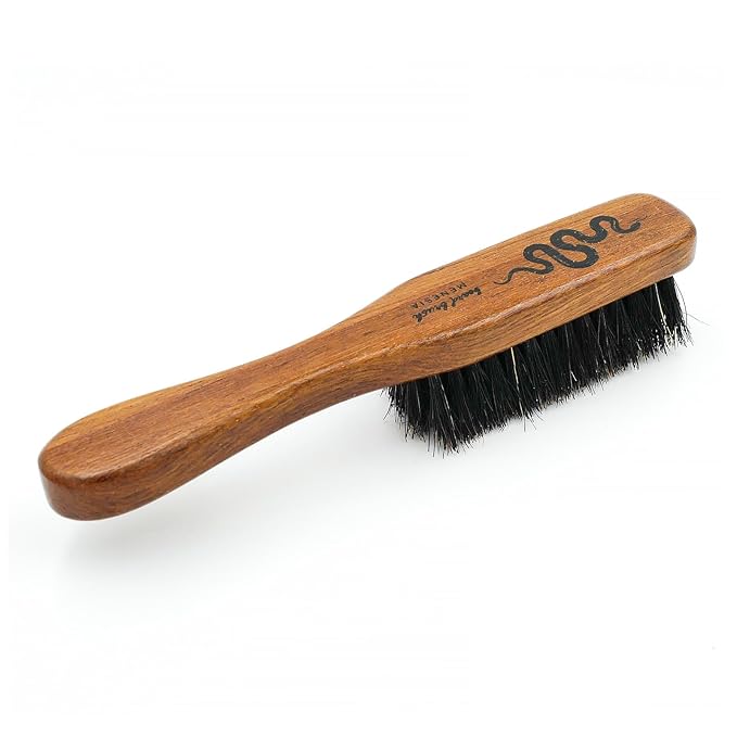 Small Beard Brush with Handle for Men, Travel Boar bristle Hair Beard Grooming Brush (Snake)
