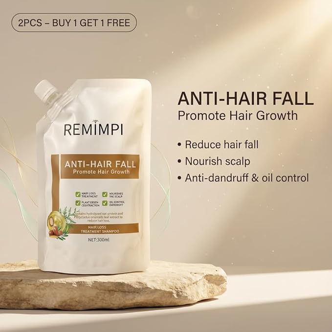 Herbal Anti-Fall Shampoo, Ginger & Ginseng Scalp Cleanser with Jojoba & Oat Extracts, Strengthening Formula for Thinning Hair, 300ml (2-Pack Duo Set)