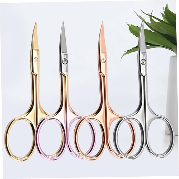 Angoily 8pcs Men Beard Scissors Mustache Scissors Barber Shop Shears Nose Hair Trimmer Precision Cutting Random Color