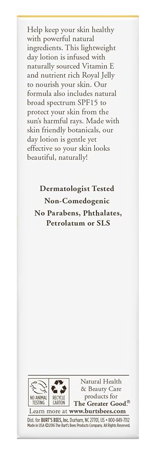 Burt's Bees Skin Nourishment Day Lotion with SPF 15 for Normal to Combination Skin, 2 Oz (Package May Vary)
