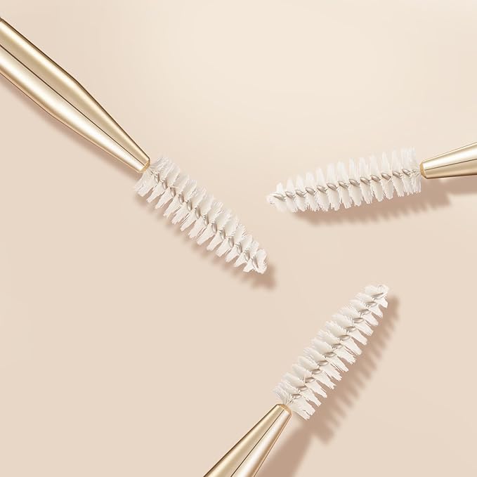 Bisque Series Spoolie Brush for Brow Grooming Lash Clump Removal Painted Birch Handle with Soft Nylon Bristles MJ914