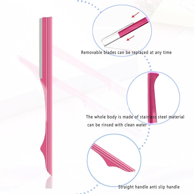 Facial Razors Kit for Women & Men - 3 Eyebrow Razors + 2 Manual Nose Hair Trimmer with Ear Spoon - Trimmer for Men, Nose Hair Remover - Travel Grooming Set for Sensitive Skin