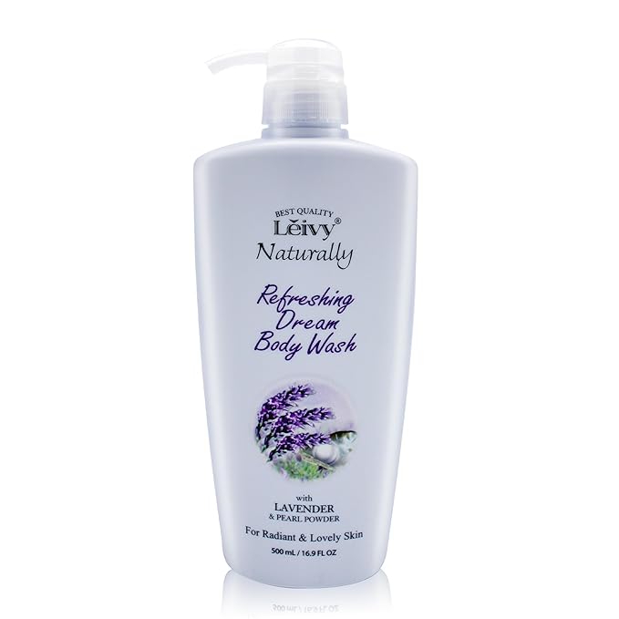 Lěivy Lavender Body Wash Deep Moisturizing, Calming Scent, Skin Cleanser Hydrating Shower Gel, Soothing & Sleep, with Vitamin E & Pearl Powder, 16.9 Fl oz Bottle