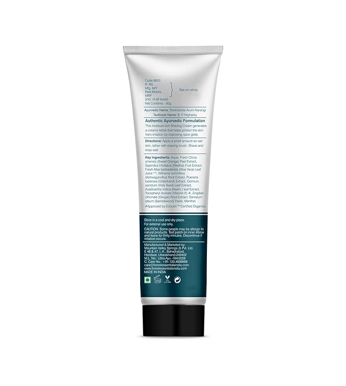 Forest Essentials Shaving Cream Sandalwood & Orange Peel 60g