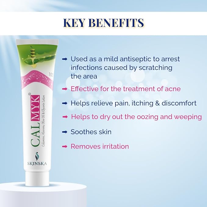 CALMYK Face Cream with Calamine, Aloe Vera, Olive & Glycerin – Gentle Daily Moisturizer for Comforted Skin & Smooth Texture, Suitable for Men & Women – 100ml (3.4 oz)