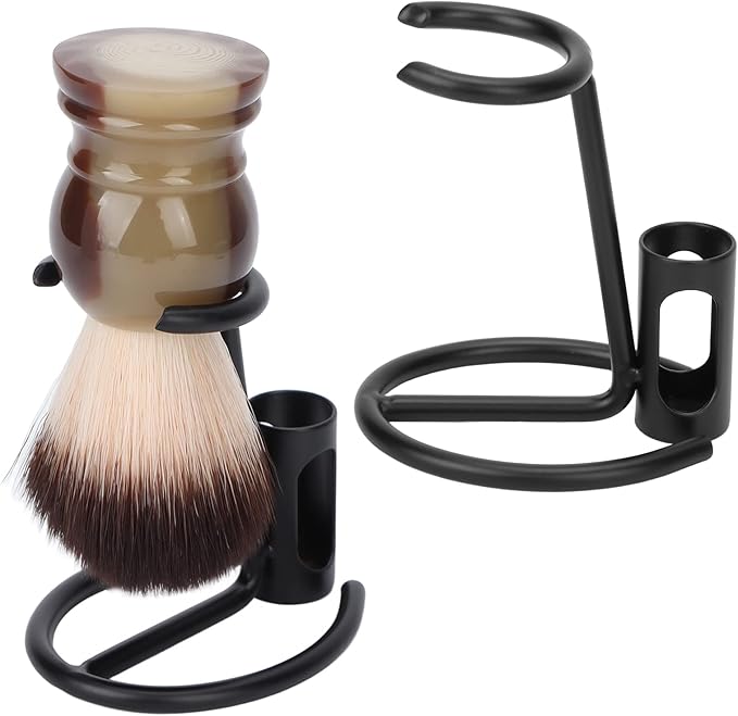 FILFEEL Razor and Brush Stand - Matte Black Metal Quick Drying Safety Razor Holder and Shaving Brush Stand - Practical Non Slip Razor Hanger Shaving Tool for Extra Stability