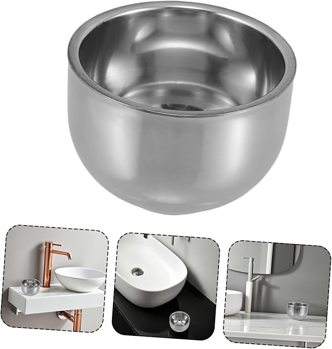 FRCOLOR Double Layer Stainless Steel Shaving Soap Bowl Versatile Travel Shaving Mug for Men for Soap Brushes and Facial Easy to Clean Durable Grooming Accessory
