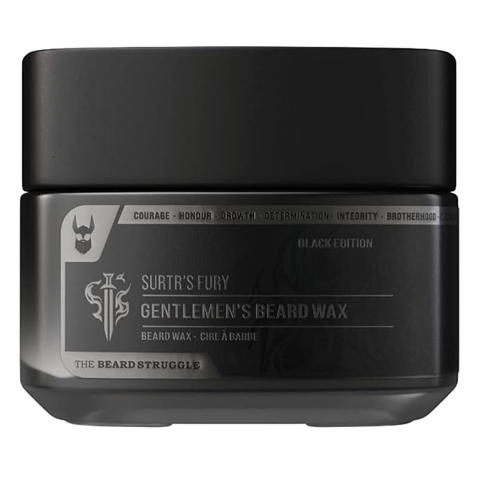 Gentlemen's Beard & Mustache Wax for Men by Beard Struggle - Viking Beard Wax Helps to Tame Style & Groom - Platinum Collection - Surtr's Fury - Moustache Wax, 50g / 1.76 US. oz.