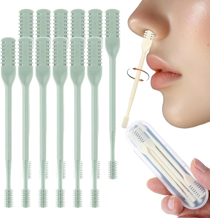 360° Nostril Hair Remover Tool,Portable Nose Hair Trimmer for Men Women,2-in-1 Nasal Hair Cutter,Upgrade Double Sided Nose Knife. (Green, 12 Pcs)