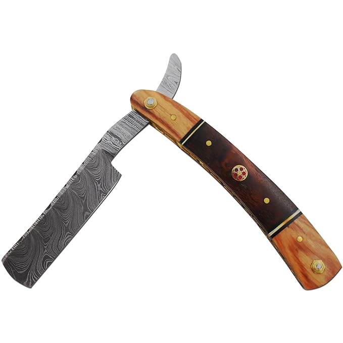 Straight Razor | Sharp High Hardness Real Damascus Steel Cutthroat Edge-Blade | Barber Razor (325)