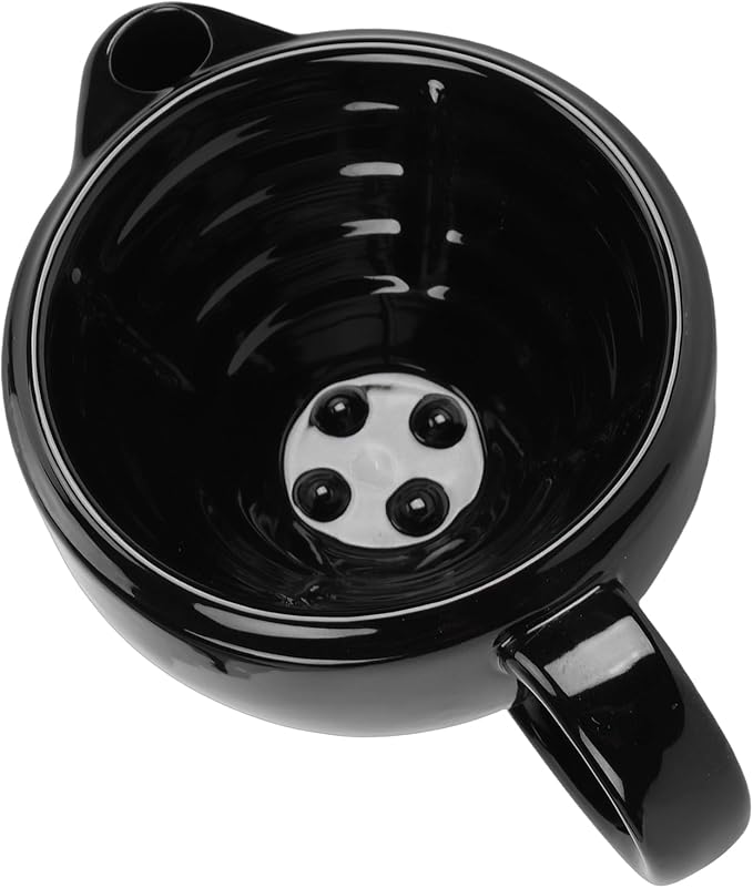 Double Walled Ceramic Shaving Bowl, Heat Retention Lather Bowl with Wide Mouth & Textured Interior, Large Handle Shaving Mug for Men, Hot Lather Accessory (Double Layer)