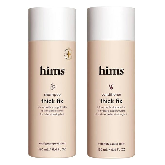 hims Thick Fix Shampoo & Conditioner Set - Saw Palmetto for Healthy Hair Growth & Thickening - Scalp Cleansing - Vegan, Sulfate-Free & Cruelty-Free - Eucalyptus Scent, 6.4 fl oz