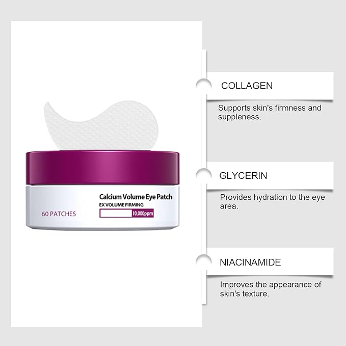 Eye Patches Masks, Calcium Volume Eye Patches For Under Eye Puffiness, Collagen Deep Hydrating Eye Treatment For Men & Women(60 Patches) (2)