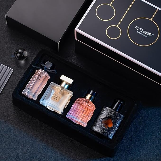 Women's Perfume Set: 4 Floral and Fruity Fragrances in a Gift Box, 105(25ml x3 +30ml) ml Total (3.5oz). Perfect for Gifting or Personal use, Elegant and Timeless Scents for any Accasions