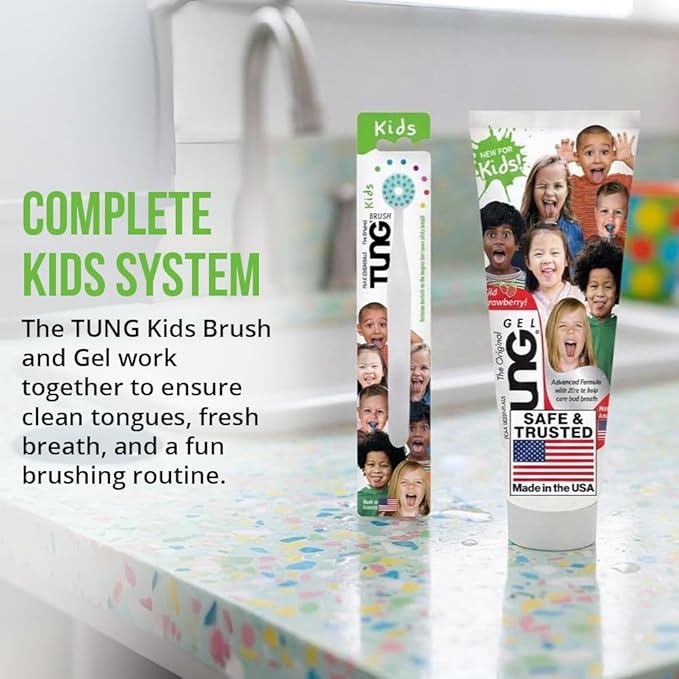 Tongue Cleaner Gel for Kids, Kids Tongue Cleaner Paste, Children's Tongue Scraper, Childs Tongue Scrubber, Fight Bad Breath, Made in USA (Set of 2)