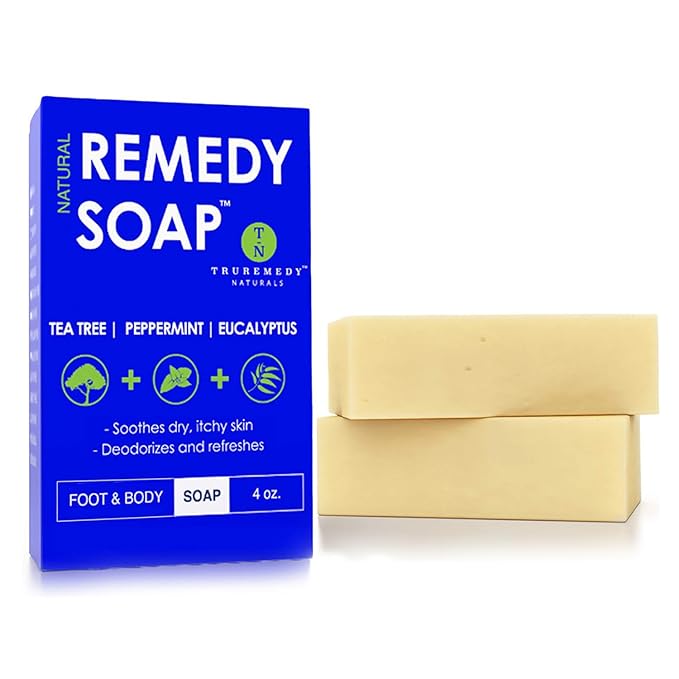 Truremedy Naturals Pack of 2 Tea Tree Body Wash with Peppermint and Eucalyptus - Soothing Tea Tree Oil Bar Soap for Men and Women - Refreshing Foot and Body Soap Bars for All Skin Types