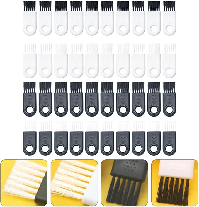 Abaodam 40pcs Electric Razor Cleaning Brush Shaver Cleaner Brush for Men Trimmer Duster Tool with White and Black Bristles for Electric Shaver Maintenance