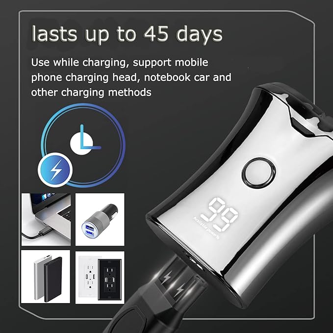 Electric Mini Travel Shaver for Men - Pocket Size Washable Electronic Razor - Mens Rechargeable Portable Cordless Small Shaving Face Beard - Wet & Dry Rotary Compact Electrical Shave