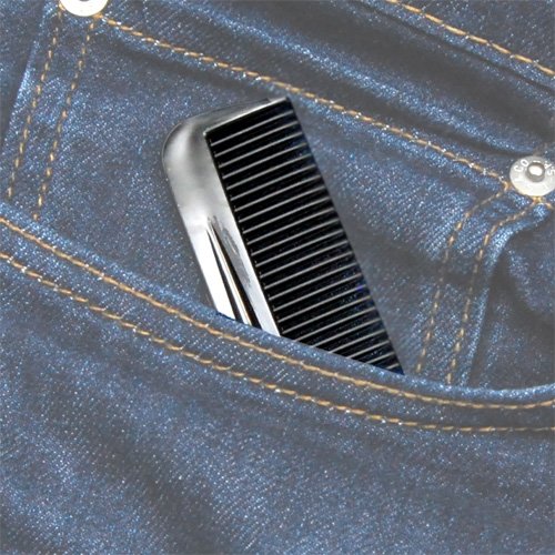 (6 Pack) 5" Pocket Black Plastic Handle Beard & Mustache Hair Comb Designed for All Hair Types (B)