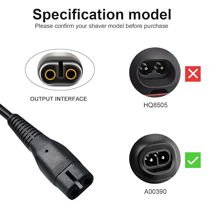 LinMei Adapter Power Cord 4.3V Compatible with Philips Norelco QP2520/90 QP2520/70 QP2520/72 A00390 BT3206 Electric Shaver Multigroom Beard Trimmer Adapter Power Charging Cord