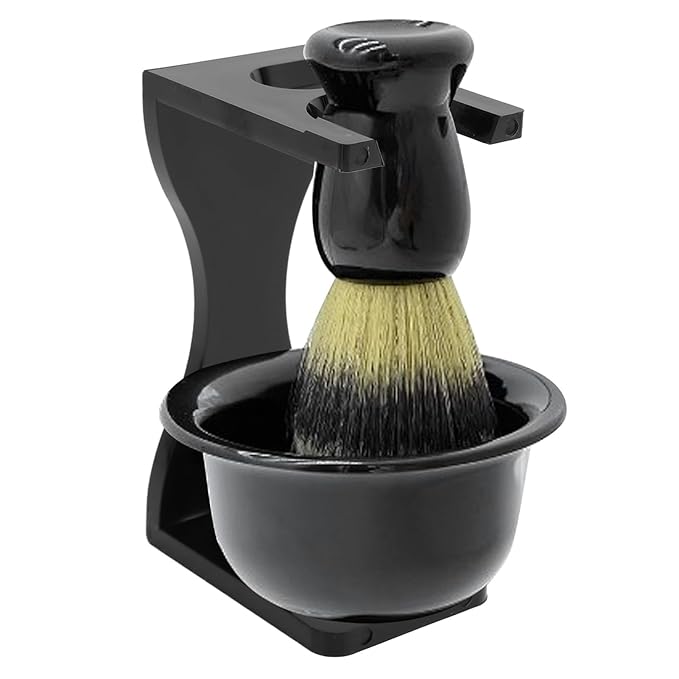 Acrylic Shaving Brush Stand Black Shaving Brush and Razors Holder Beard Grooming Brush Holder Stand for Razor and Shaving Brush Shave Accessory