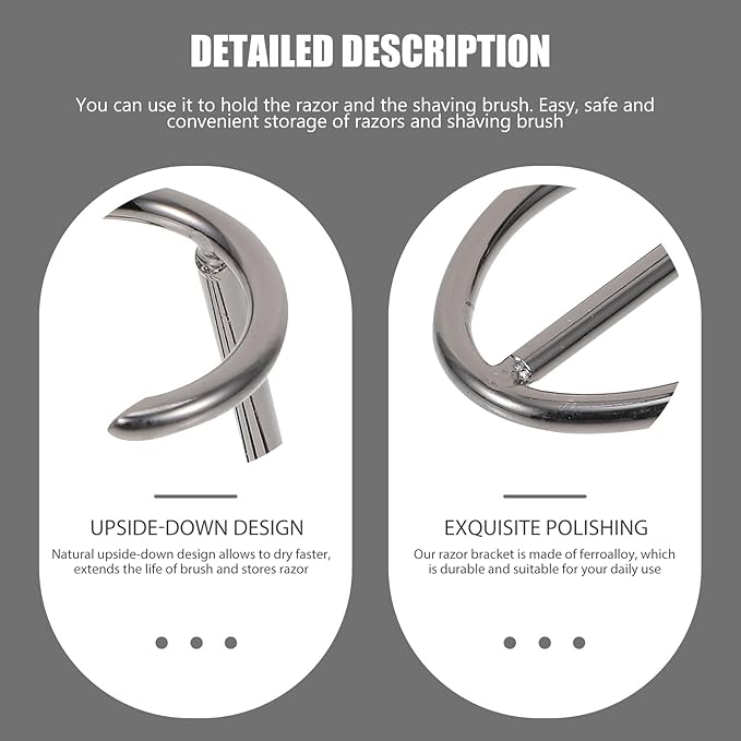 Ferroalloy Razor Brush Stand and Shaving Razor Organizer for Men, Gunmetal Bathroom Storage Rack, Beard Grooming Holder for Home and Travel