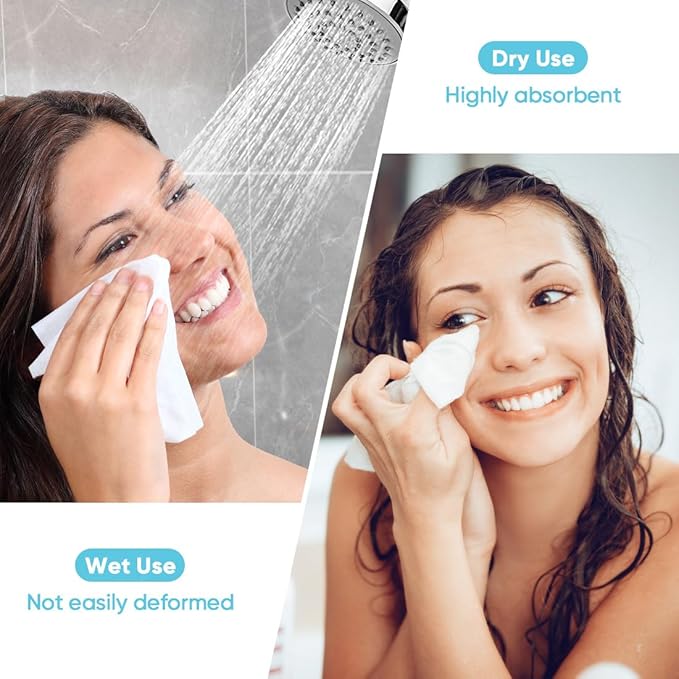 Orighty Disposable Face Towel, Biodegradable Clean Facial Towels, Super Soft Makeup Remover Wipes, Absorbent Facial Wash Cloth for Makeup Removing, Facial Cleansing, Nursing, Outdoor, 100 ct, 1 pack