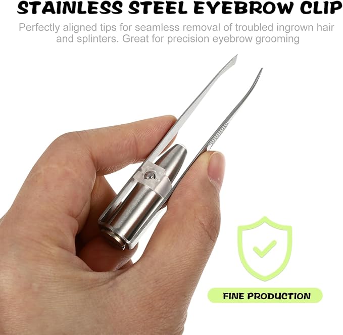 SOLUSTRE Eyelash Extension Tweezers 2pcs Tweezers with Light LED Tweezers Pliers Tool Stainless Steel Eyebrow Facial Hair Removal Cosmetic Makeup Tools 9. 8x2cm Mens Grooming Trimmer
