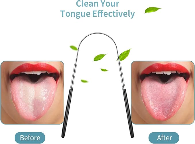 4 Pieces Tongue Scrapers, Reduce Bad Breath Cleaning Tongue Brushes Stainless Steel Oral Tongue Brushes Beauty Tools