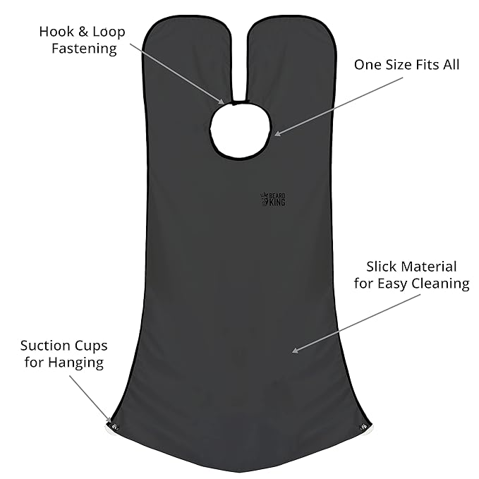 Beard King Beard Bib Apron - As Seen on Shark Tank – Gifts for Him, Stocking Stuffers for Men, Mens Gift, Black