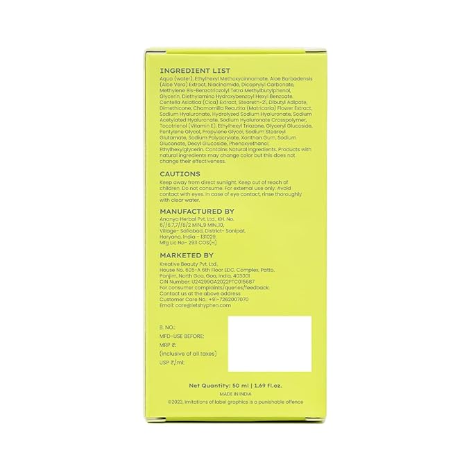 Hyphen All Skin 1% Hyaluronic Ultra Light Water Sunscreen Spf 50 Pa ++++|Broad Spectrum&Blue Light Protection|No White Cast|5% Antioxidants Niacinamide Vitamin E|Korean Sun Cream For Men Women|50Ml
