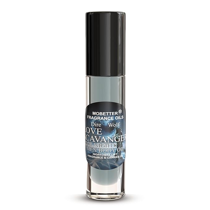 MOBETTER FRAGRANCE OILS Dire Wolf Love Scavanger Cool Nights Men Body Oil 0.33 Oz Roll On, Glass Bottle, Long Lasting, Travel Size