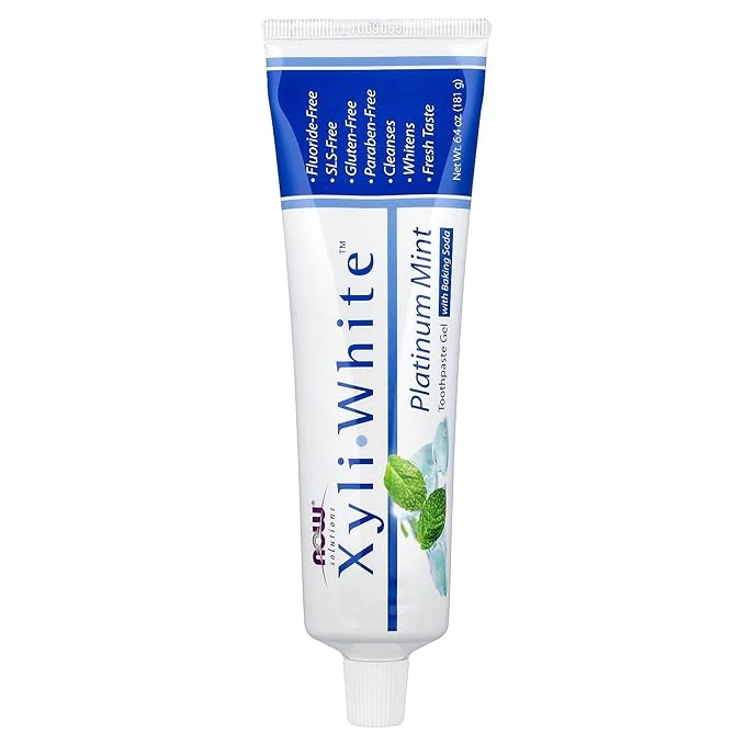 NOW Solutions, Xyliwhite™ Toothpaste Gel, Platinum Mint, Cleanses and Whitens, Fresh Taste, 6.4-Ounce