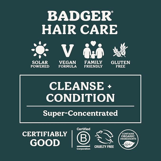 Badger - Jojoba & Baobab Conditioning Shampoo Bar, Natural Vegan Hair Bar, 3 oz