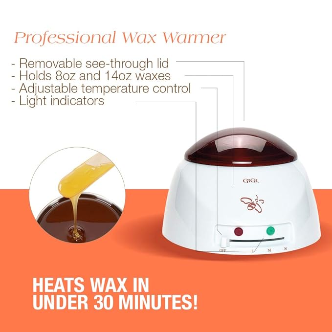 GiGi Waxing Starter Kit - At-Home Hair Removal Kit for Face & Body, Soft Wax Warmer, Pre & Post Waxing Care