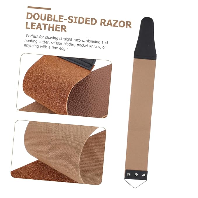2pcs Leather Strop Strap for Manual Shaving Double-sided Polishing Tool for Home Use for Final Sharpening and Smoothing of Barber Random