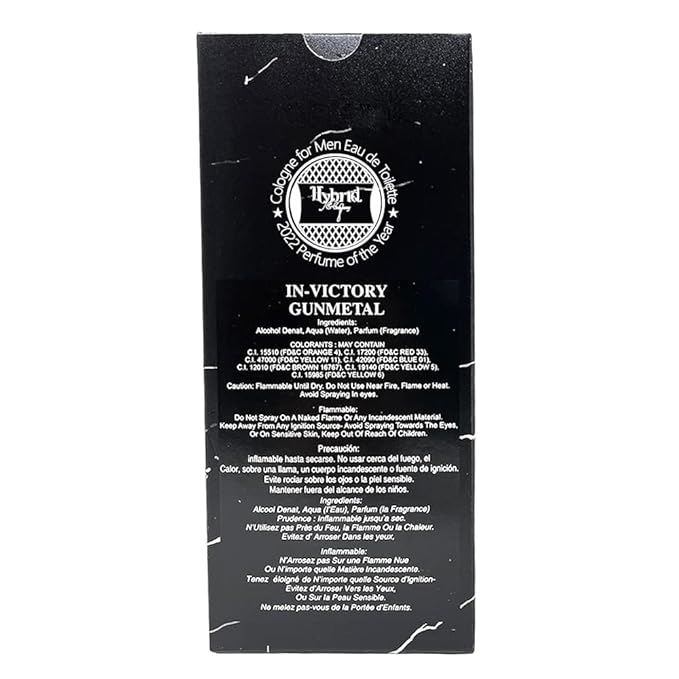Hybrid & Company In Victory Gunmetal Cologne for Men Eau De Toilette Natural Spray Masculine Scent, 3.4 Fl Oz