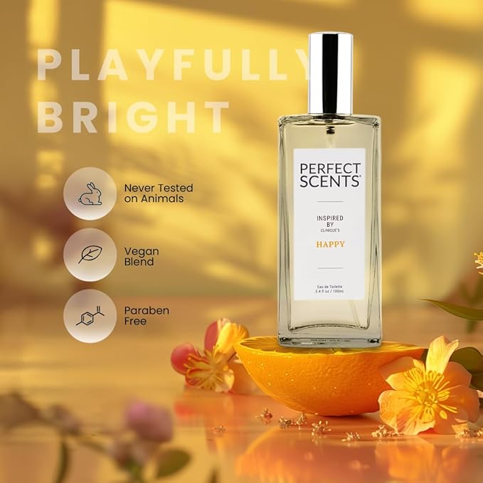 Perfect Scents Fragrances, Inspired by Clinique's Happy, Women’s Eau de Toilette, CLEAN, Vegan, Paraben-Free, Phthalate-Free, Never Tested on Animals, 3.4 Fluid Ounces