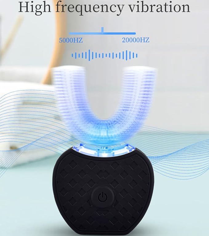 Aimery Automatic Toothbrush U Shaped Toothbrush for Adults 360° - Ultrasonic U-Electric Toothbrushes for Teeth Whitening - Wireless Charging & LED Light - Waterproof IPX7