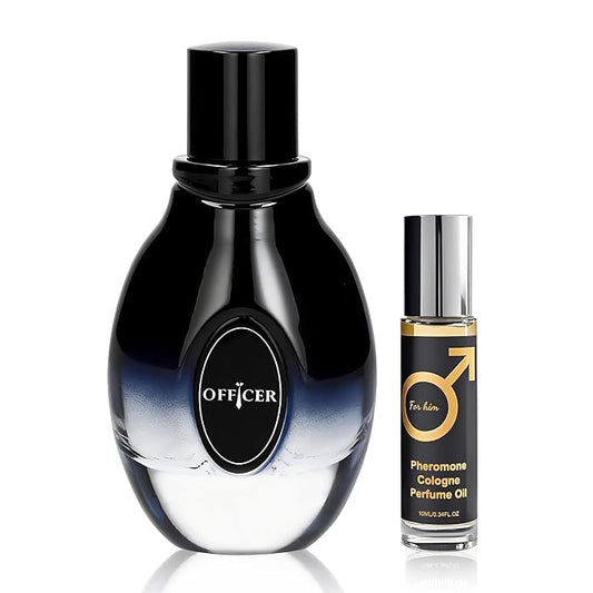 Men’s Eau de Parfum, Woody Fresh Cologne for Men, Long Lasting Modern Masculine Scent, 3.4 Fl Oz (100ml) Officer 100ml&Pheromone