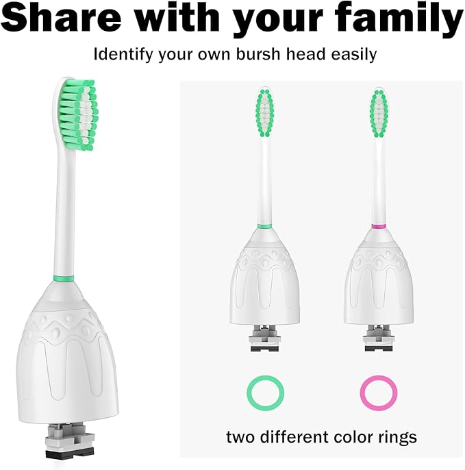 Replacement Toothbrush Heads for Philips Sonicare E-Series/Essence/Xtreme/Elite and Other Screw-on Electric Toothbrush Models, 8 Pack, Dupont Bristles with Protective Cover