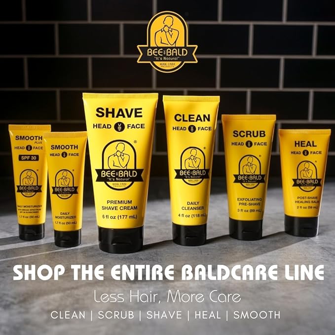 Bee Bald SMOOTH PLUS Head & Face Moisturizer with SPF 30 Sunscreen Lotion Protecting Skin From Harmful UVA/UVB Rays While Hydrating, Moisturizing and Toning, 1.7 Fl Oz (Pack of 2)