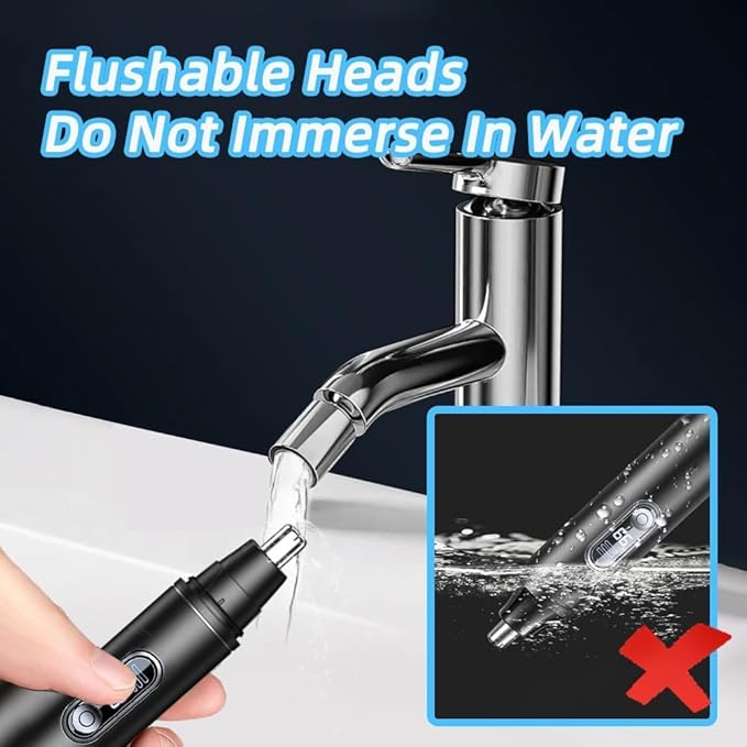 Ear & Nose Hair Trimmer, Professional Painless Eyebrow and Facial Hair Trimmer for Men and Women, C-Type Rechargeable, Waterproof Double Edged Blade Black