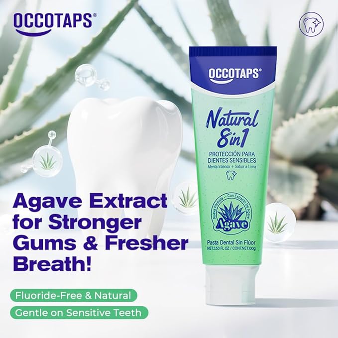 Agave Sensitive Toothpaste, Fluoride-Free Natural Whitening Toothpaste for Sensitive Teeth, Gentle Gum Care, Removes Surface Stains, Fresh Mint Herbal Formula, 1Pk US Manufactured